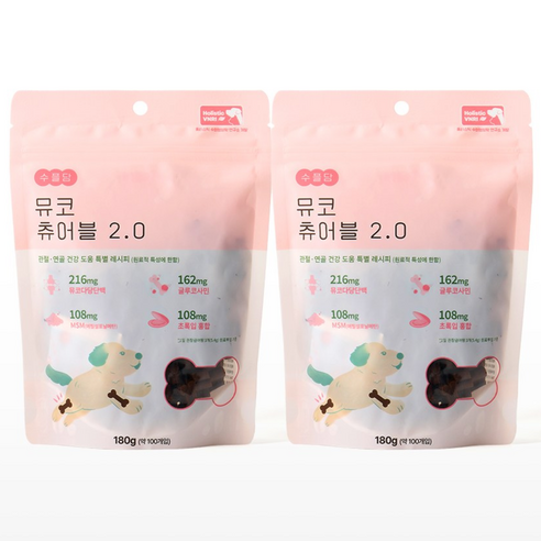 수플담 뮤코츄어블 2.0 강아지 영양제 슬개골 조인트 콘드로이친, 2개, 관절, 100정