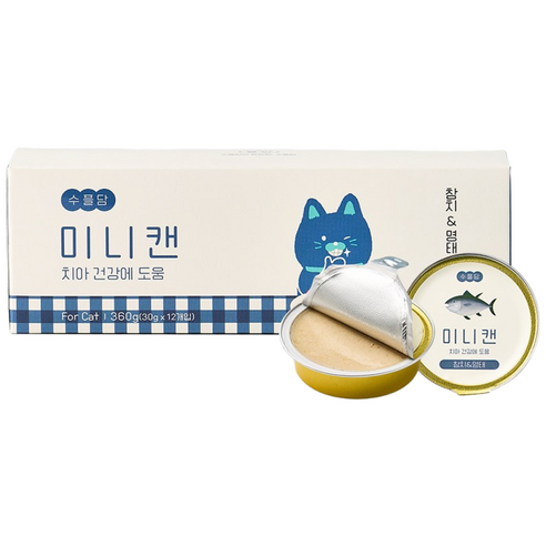 수플담 미니캔 덴탈 고양이 습식 사료 캔 구강건강, 12개, 30g, 참치&명태