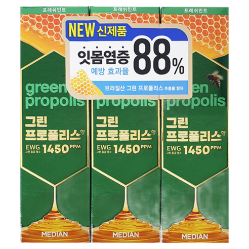 메디안 프로폴리스향 홈패밀리 치약, 100g, 3개