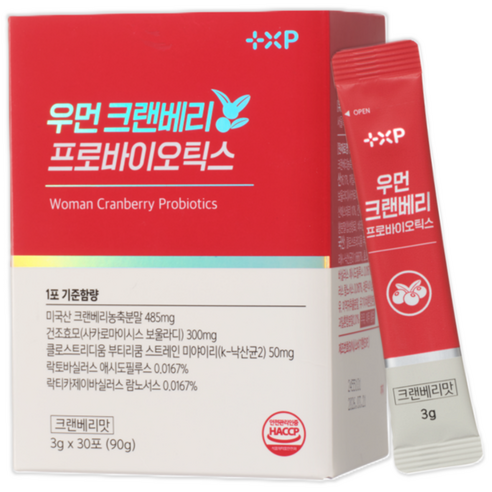 우먼 크랜베리 프로바이오틱스 유산균 미국산 크렌베리 분말 가루, 1세트, 30정
