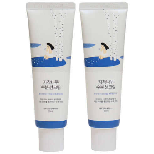 라운드랩 자작나무 수분 선크림 SPF50+ PA++++, 2개, 50ml