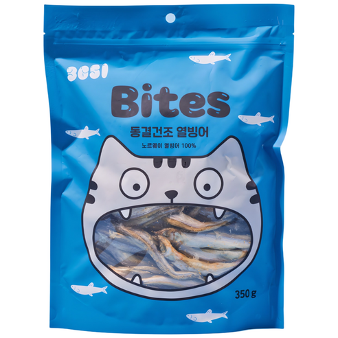 3651 바이츠 동결건조 대용량 고양이 트릿 열빙어 × 350g × 1개, 맛 × 개당 중량 × 수량 섬네일
