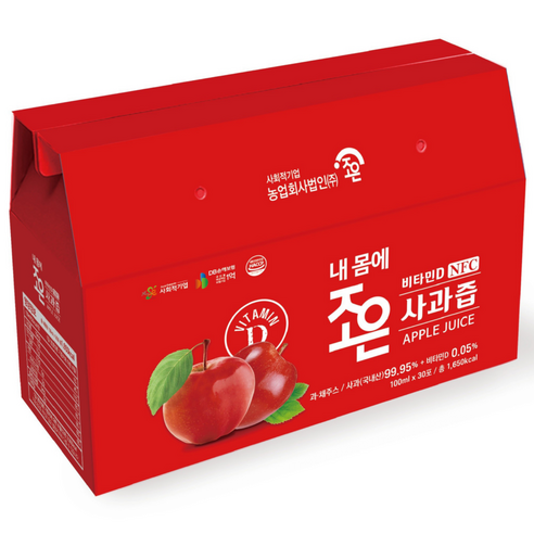 내 몸에 조은 비타민D 사과즙, 100ml, 30개