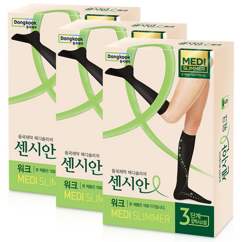 센시안 워크 동국제약 의료기기 압박 반스타킹 블랙, 3개, 종아리/무릎형