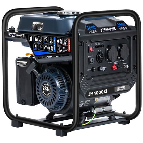 JESIMAIK JM4000Xi 인버터 발전기 경량화 대용량 연료탱크 공사 현장용 풀 기능 패널 DC 포트 탑재 내구성이 우수 고출력 정격 3500W 최대 3800W, 1개