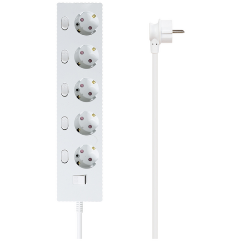 파워존 자동소화 4000W 고용량 웨이브 개별스위치 과부하차단 5구 멀티탭 50cm 1.5m 3m 5m 7m, 자동소화 개별스위치 5구 50cm 화이트, 1개