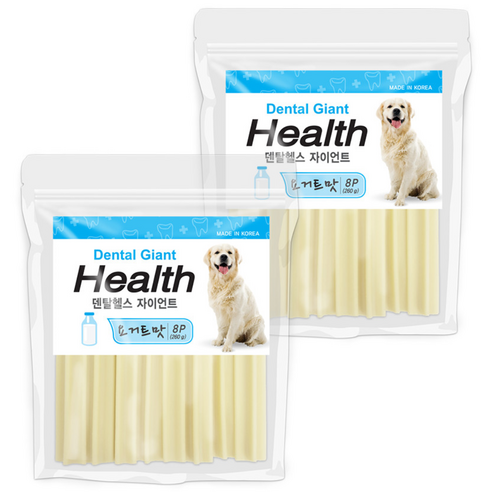 인터펫코리아 반려동물 덴탈헬스 자이언트 덴탈껌, 요거트맛, 260g, 2개