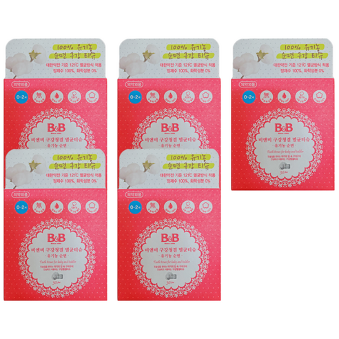 비앤비 유아 구강청결 멸균티슈 30매 유아구강청결티슈, 60g, 5개