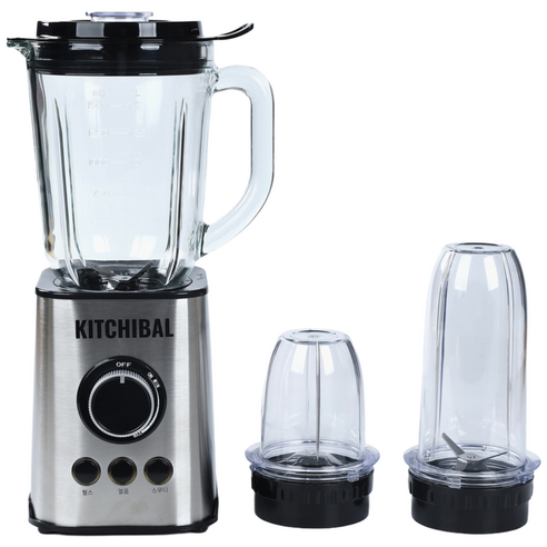 KITCHIBAL 유리 믹서기 1.5L 대용량 얼음 분쇄 가정용 블렌더 휴대용컵 분쇄컵 포함 다기능, TB003-3