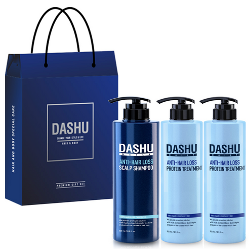 다슈 데일리 한방 두피 골드 샴푸 500ml + 안티헤어로스 단백질 트리트먼트 500ml x 2개 + 쇼핑백, 1세트