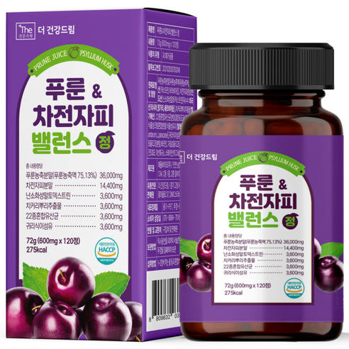 더건강드림 푸룬 차전자피 밸런스 정, 1개, 120정