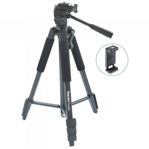 사무라이 PRO888S 튼튼한 여행용 카메라 핸드폰 스마트폰 4단 미니 삼각대, 1개, 블랙, 사무라이888S