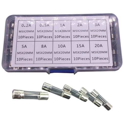 (제이케이) 유리관휴즈 퓨즈 10종 유리관 5*20mm 100pcs 자동차 CAR FUSES, 1세트