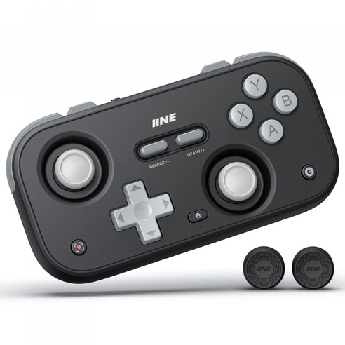 이이네 레트로 포켓 게임 컨트롤러 닌텐도 스위치 컨트롤러 홀 센서 조이스틱 Switch/PC/iOS/Android/차량 호환 게임 패드, 블랙+그레이, 1개, L1032