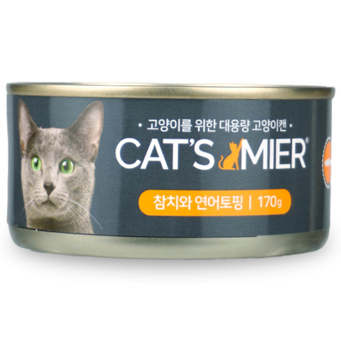 캣츠미어 참치 연어 토핑 고양이 캔 170g, 연어+참치, 1개