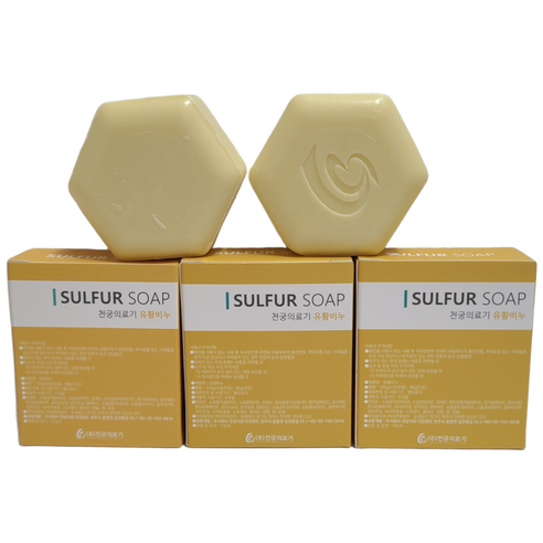 유황비누 세안비누 목욕비누 (자연유래성분 장미오일 녹차추출물 율무씨가루등) 피부에좋은 천연비누 5개, 100g, 5개입