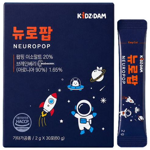 키즈담 뉴로팝 폴리페놀 팝핑캔디 브레인 영양제, 1개, 30회분
