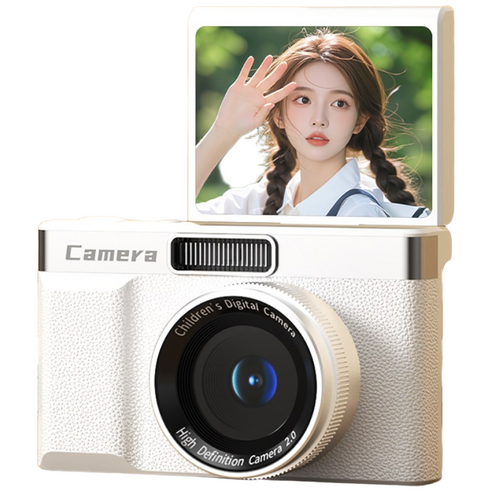 180도 회전 화면 빈티지 디지털 카메라 휴대용 소형 감성 인생 여행용, Z006-64GB(화이트)