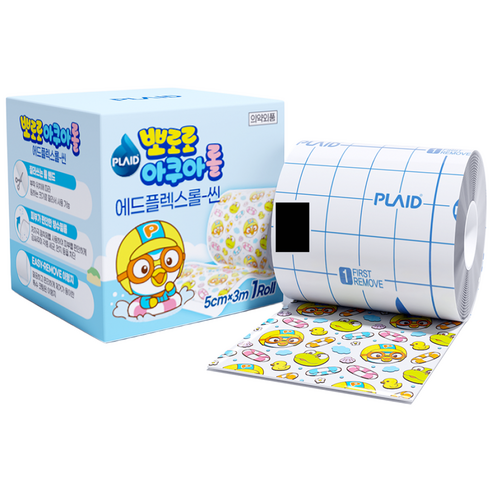 플레이드 뽀로로 잘라쓰는 아쿠아롤 방수 밴드 5cm X 3M, 1개입, 1개
