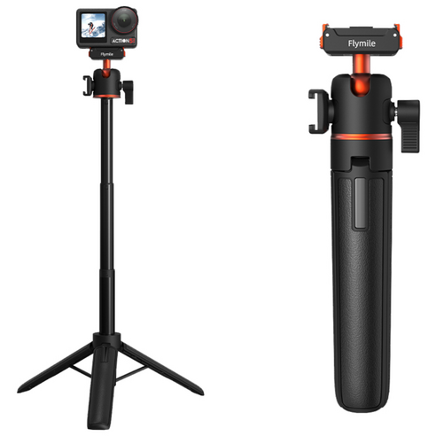 Flymile DJI 오스모 액션 4/5 Pro 전용 마그네틱 퀵릴리즈 삼각대 360도 볼헤드+콜드슈 확장, 1개, tripod