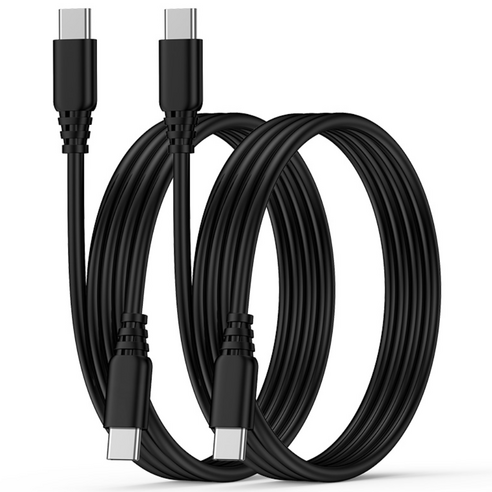 ANNIBER 단선없는 마카롱 PD 60W C to C타입 초고속 충전케이블, 블랙, 2개, 1.2m