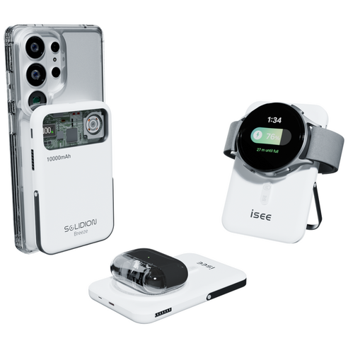 아이시 솔리디온 브리즈 준고체 보조배터리 10000mAh 맥세이프 쿨링 CCC 인증 3in1 냉각 15W 무선충전 22.5W 고속충전 애플워치 갤럭시워치, 화이트, 갤럭시 워치