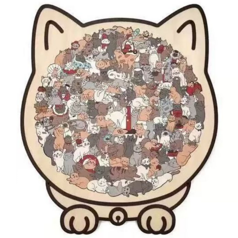 빌리네집 고양이 직소퍼즐 힐링 성인용 퍼즐 인테리어 소품 고양이굿즈 135피스, 모란디컬러, 1개