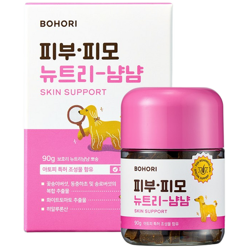 보호리 피부 피모 뉴트리냠냠 2.0 90g 강아지 발사탕 가려움 건조 모질 습진 영양제, 