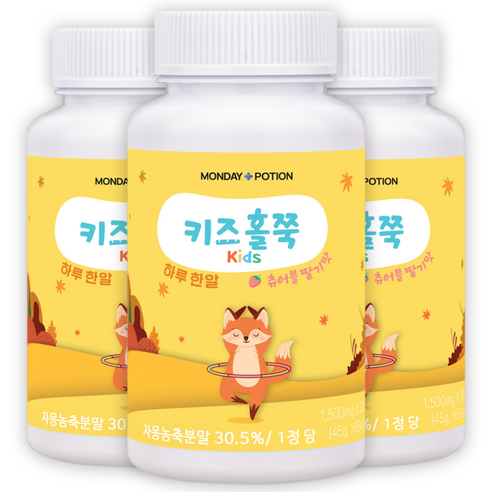우리아이쏙쏙 키즈홀쭉 30정 숙지황 홍화씨 차전자피분말 함유, 3개