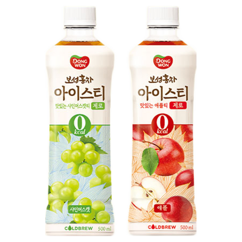 동원 보성홍차 아이스티 제로 500mL 24병 (샤인머스캣 12병 + 애플 12병), 500ml, 1개