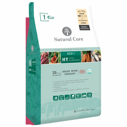 네츄럴코어 전연령 강아지 에코1 하이포알러제닉 중간입자, 양, 2.5kg, 1개