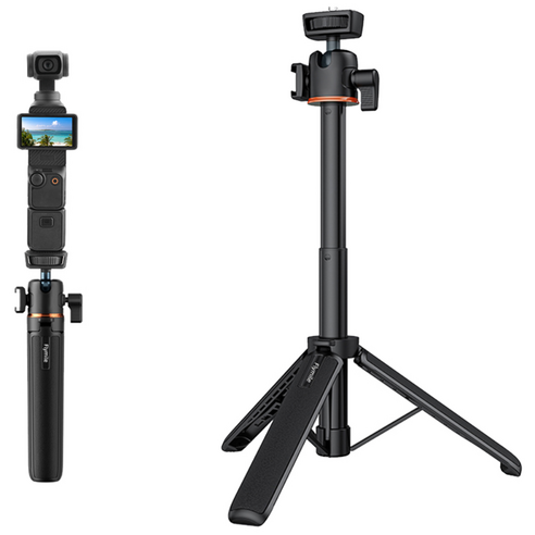 Flymile 360도 회전 확장 짐벌 삼각대 - OSMO Pocket 3/Insta360 X5/OSMO 360 호환 액션캠 3 in 1 휴대용 셀피봉, 1개, 54CM Tripod