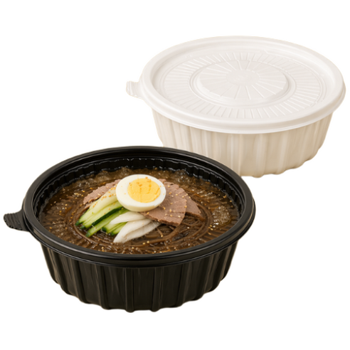 아렌 190파이 냉면용기 pp 미니 탕용기 2size 150개 세트(뚜껑 포함), 소(흑색) 950ml