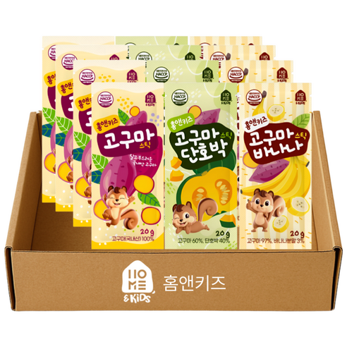 홈앤키즈 고구마스틱 고구마20g 4개+바나나20g 4개+단호박20g 4개