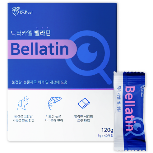 닥터카엘 벨라틴 강아지 영양제 고함량, 1팩, 눈물개선/눈건강, 40정