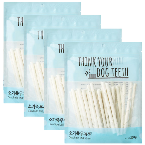 띵크유어도그티 강아지 우유껌 스틱형 44P, 소가죽, 250g, 4개