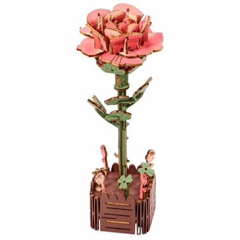 포디움 DIY 3D 입체퍼즐 초보자용 우드퍼즐, 1개, 장미꽃 초급자용, 97피스