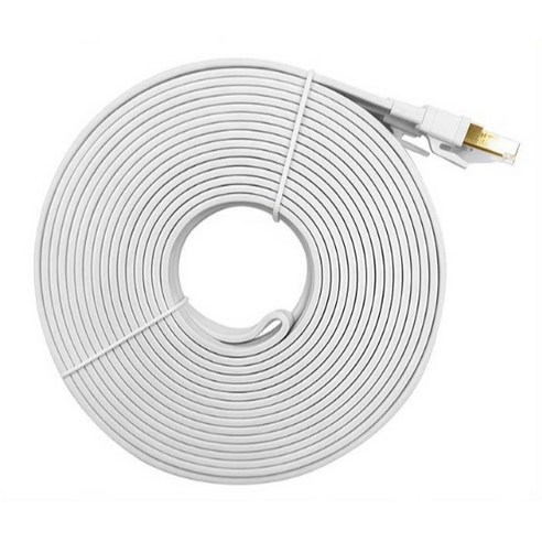 Oricean CAT8 평면 케이블 40Gbps 고속 전송 게이밍급 순동선심, 10m, 1개, 화이트