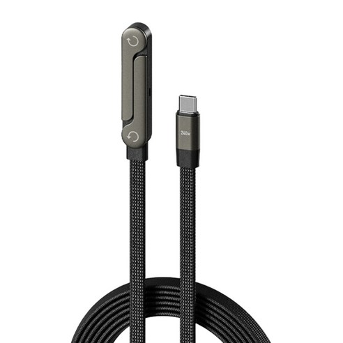 BASEMO 정품 L자형 90도 꺾임 C타입 to C PD 240W 거치대겸용 접이식 초고속 충전 케이블