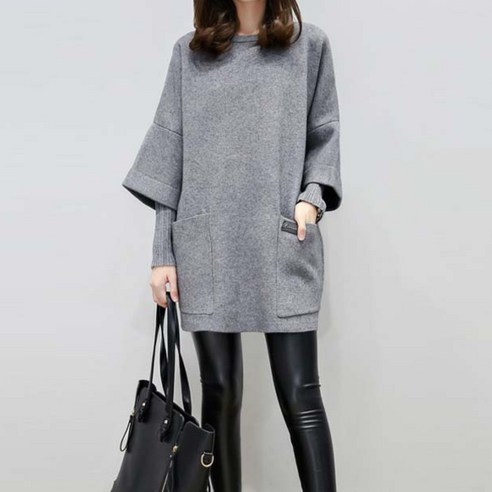 TIMEPURE 여성 봄 가을 라운드 루즈핏 페이크 7부 맨투맨 루즈핏 통기성 좋은 빅포켓 롱 코디 아이템 데일리 루즈핏 아우터 빅사이즈 필수 아이템