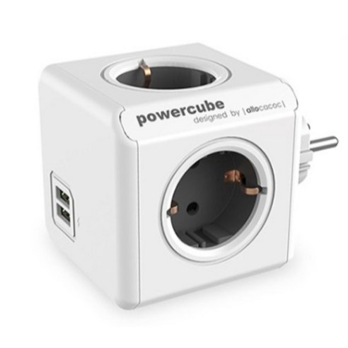 파워존 파워큐브 4000w 고용량 멀티탭 4구 USB 그레이 16A