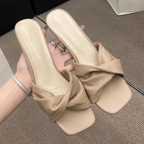 HAM 하이힐 여성용 여름 체인 샌들 6CM