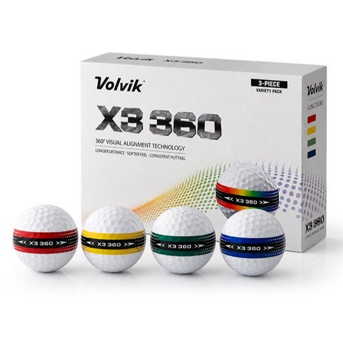 볼빅 X3 360 페이드 골프볼 고반발 3피스, 혼합, 1개, 12개입