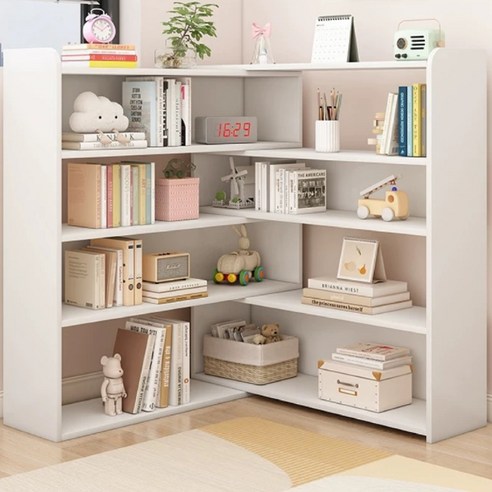 BILIMO 길이 조절형 책장 책꽂이 3단 수납 선반 대용량 다용도 책꽂이 정리함 화이트, 화이트, 사이즈 × 단 수 × 넓이, 600-1200mm × 3단 × 240mm 섬네일