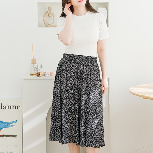 아킵 냉감 스커트 빅사이즈 쿨원단 밴딩 치마 데일리 홈웨어