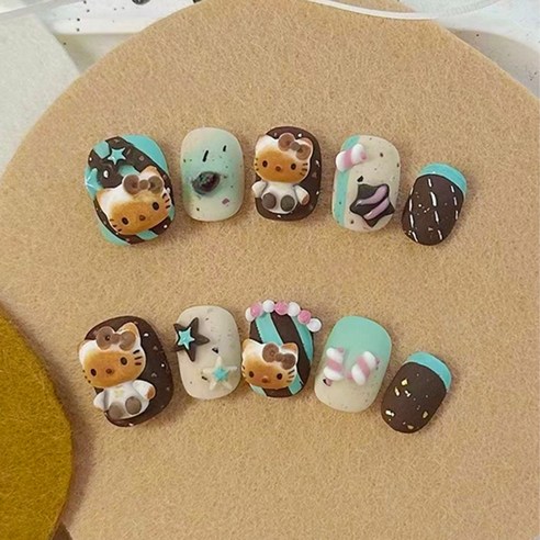 네일팁, 1개, Mint Green S 사이즈