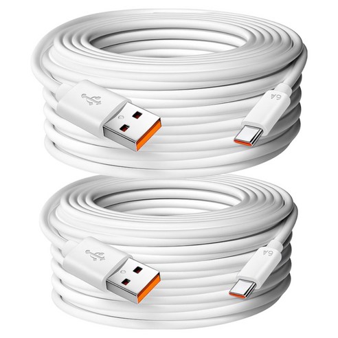 USB 연장 충전 롱 긴 케이블 홈캠, 10m, 화이트(C타입), 2개