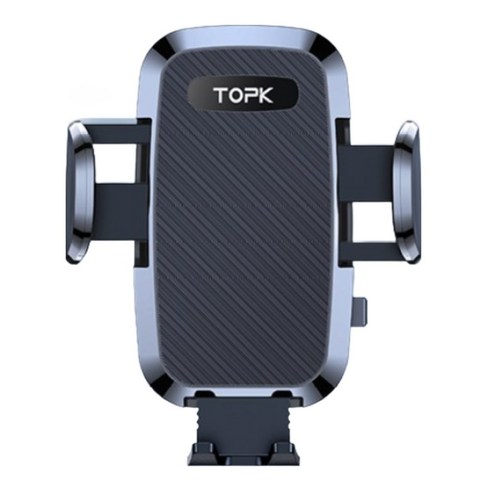 TOPK 신형 차량용거치대 핸드폰 삼점 지지 안정성 연장 팔 360도 회전 각도조절 4 6 7인치 호환 휴대폰거치대, 블랙, 1개
