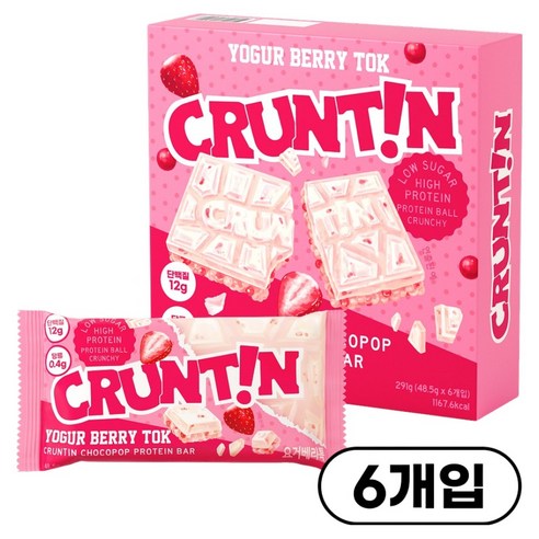 [본사공식몰] 크런틴 초코팝 단백질바 요거베리톡 당0g대, 291g, 1박스