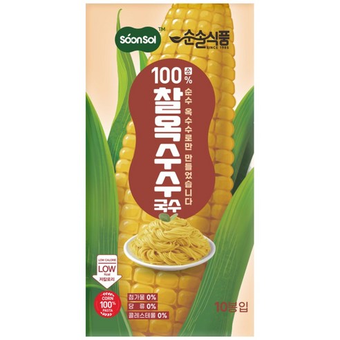 순솔 무설탕 100% 찰옥수수국수 1kg × 1개